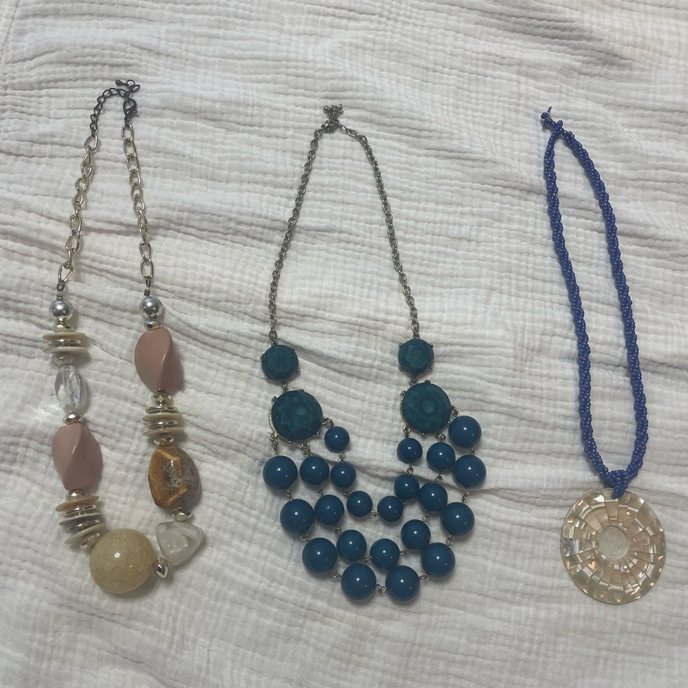 Blue and gray Necklaces as a bundle